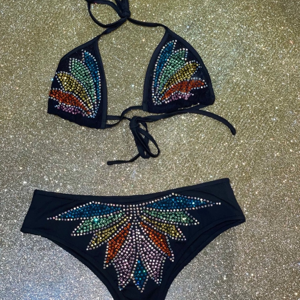 Butterfly Rhinestone Embellishment Bikini set